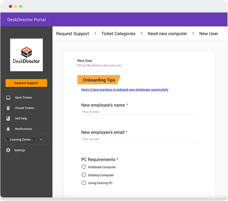 User friendly portal for customers